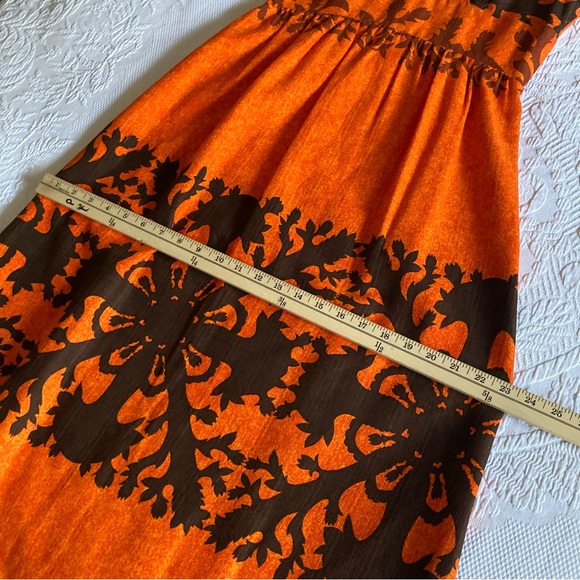 Vintage 70s Hawaiian dress BG’s fashions maxi bold orange floral print Small - Picture 11 of 16